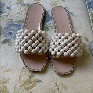 Cream Pearl Embellished Sandals